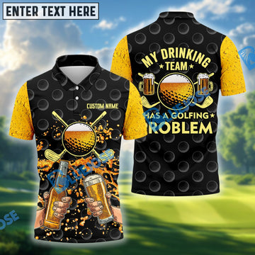 BlueJose Funny Golf Beer Polo Shirt, Custom Name & Team Name 3D Shirts