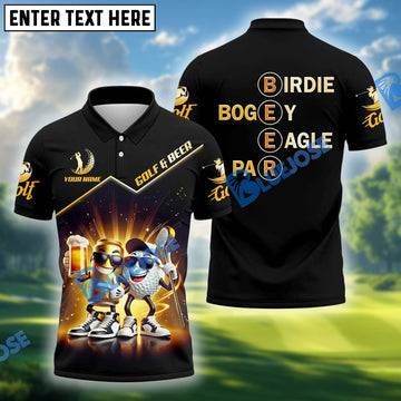 BlueJose Golf And Beer Funny Golf Polo Shirt, Custom Name & Team Name 3D Shirts