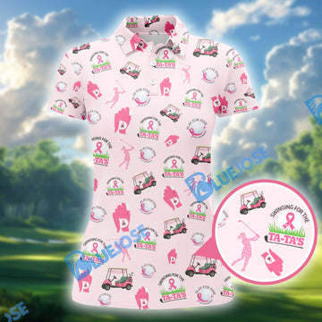 BlueJose Breast Cancer Golf Shirt, Pattern Golf Shirt, Crazy Golf Shirt For Golfer