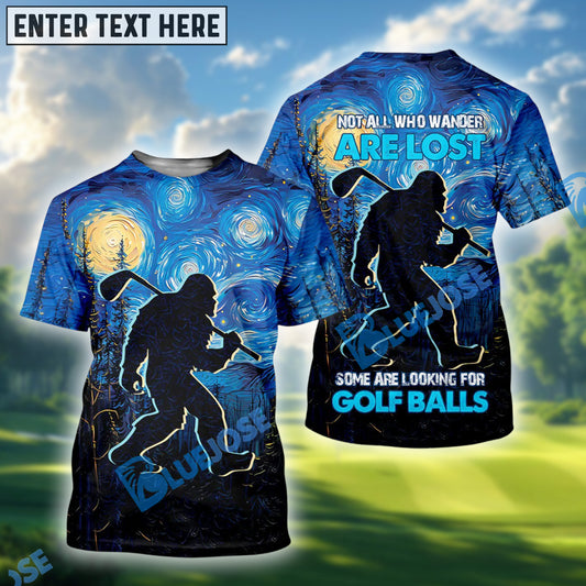 BlueJose Not All Who Wander Are Lost Starry Night Shirt, Sasquatch Golf Shirt, Custom Name & Team Name Golf 3D Shirts