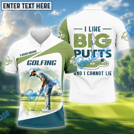 BlueJose I Like Big Putts Funny Golfing Polo Shirt, Custom Name & Team Name 3D Shirts