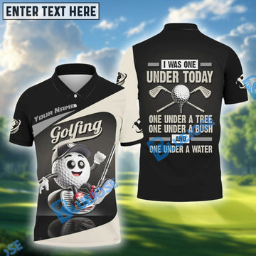 BlueJose I Was One Under Today Funny Golf Polo Shirt, Custom Name Golf 3D Shirts