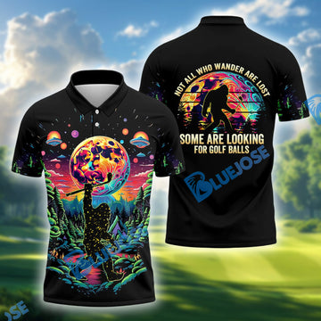 BlueJose Not All Who Wander Are Lost Funny Bigfoot Golf Shirt, Custom Name Golf 3D Shirts