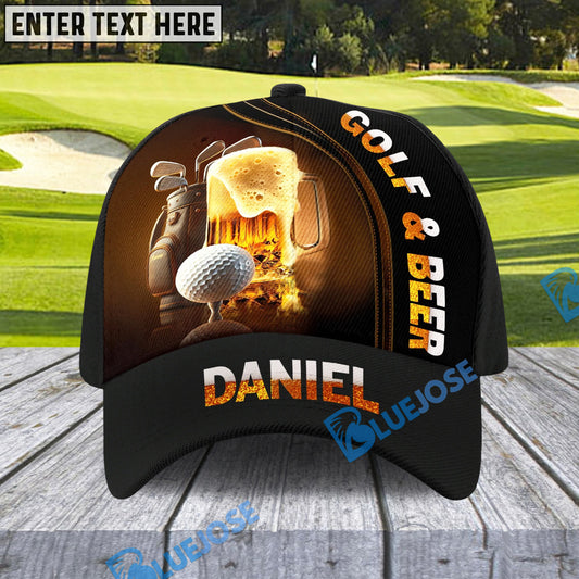 BlueJose Golf And Beer Hat, Funny Golf Cap, Personalized Name Pattern 3D Classic Cap