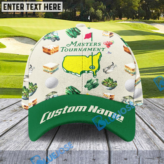 BlueJose Augusta Master Tournament Golf Cap, Personalized Name Pattern 3D Classic Cap