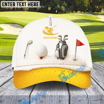 BlueJose Funny Golf Beer Cap, Personalized Name Pattern 3D Classic Cap
