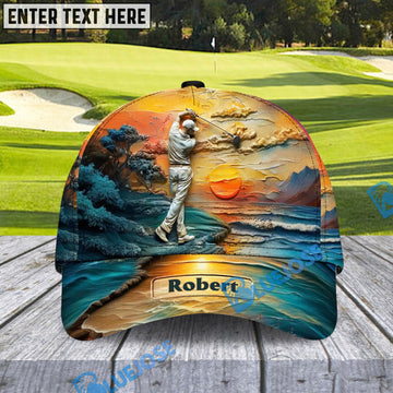 BlueJose Golf Is My Life Funny Golf Cap, Personalized Name Pattern 3D Classic Cap