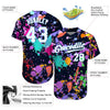 BlueJose Custom Splashes Graffiti Pattern White-Light Blue 3D Authentic Baseball Jersey