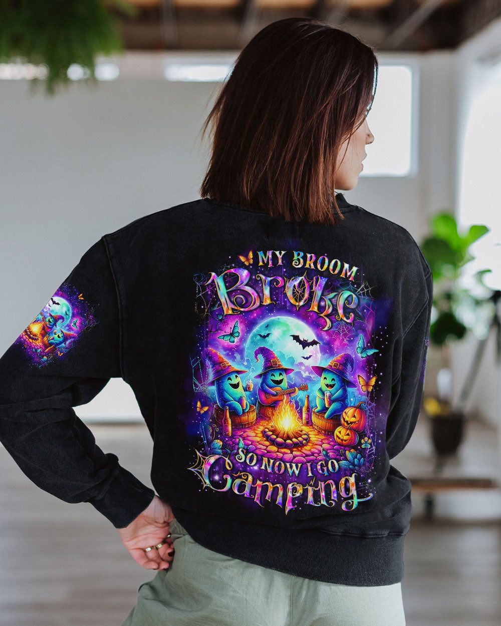 MY BROOM BROKE SO NOW HALLOWEEN CAMPING ALL OVER PRINT - YHLT0708241