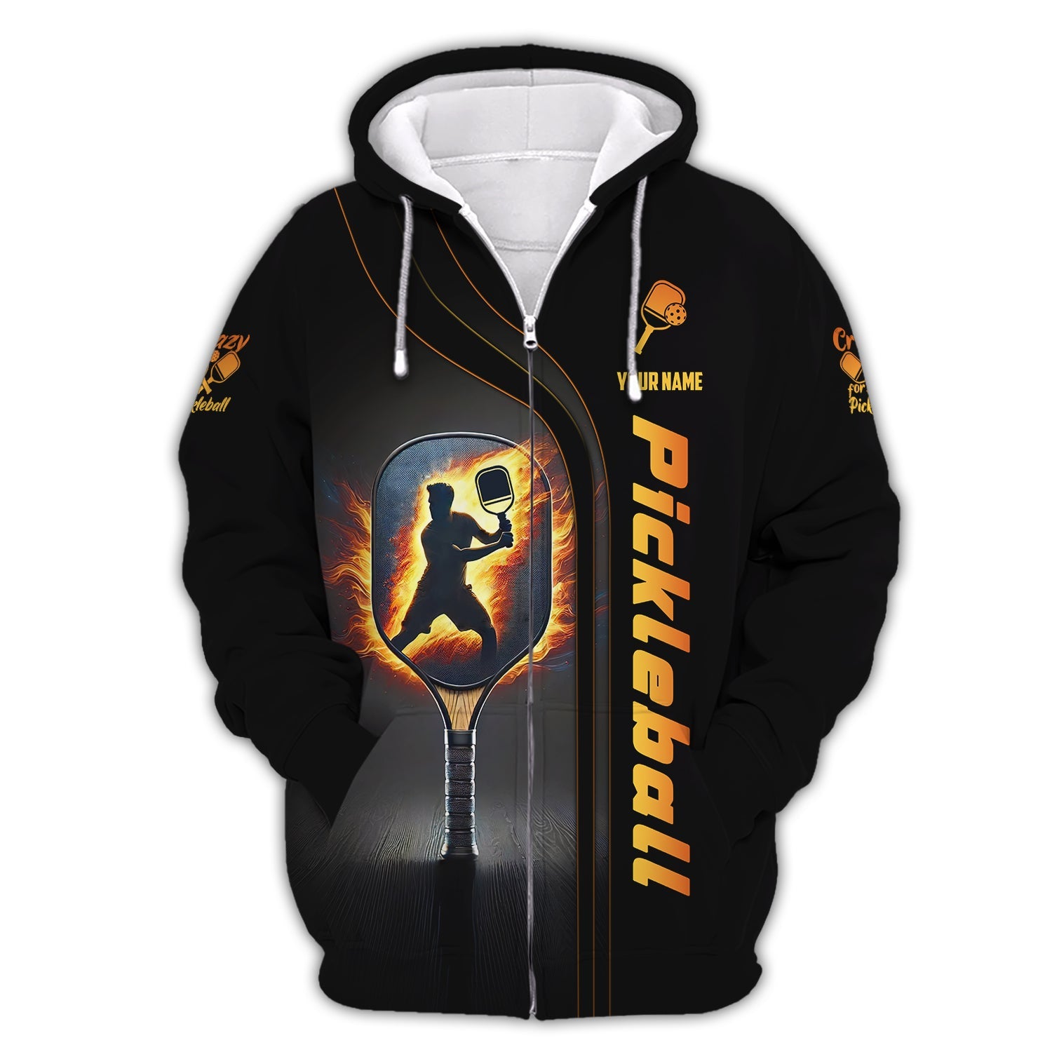 Custom Pickleball T Shirt, Crazy Pickleball Fire Effect, Gifts For Pickleball Players