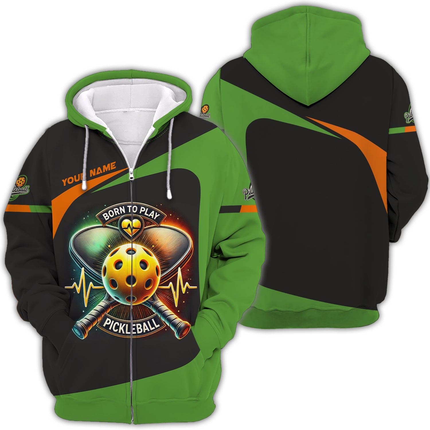 Born To Play Pickleball 3D T-Shirts Heartbeat, Pickleball Polo Shirt, Gift For Pickleball Player