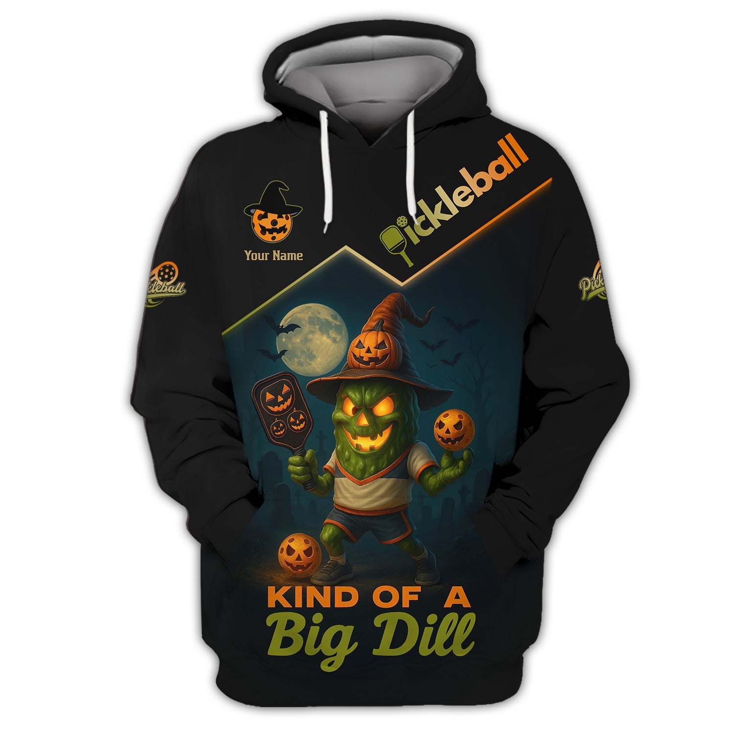 Custom Name Funny Pickleball T-Shirts, Halloween Pickleball Shirt, Kind Of A Big Dill Polos, Gift For Pickleball Lovers