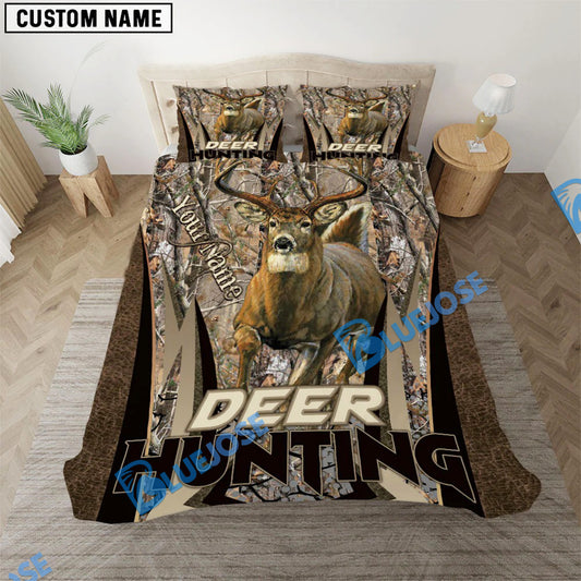 Bluejose Deer Hunting Grass Brown Camo Pattern Bedding Set 3D All Over Printed