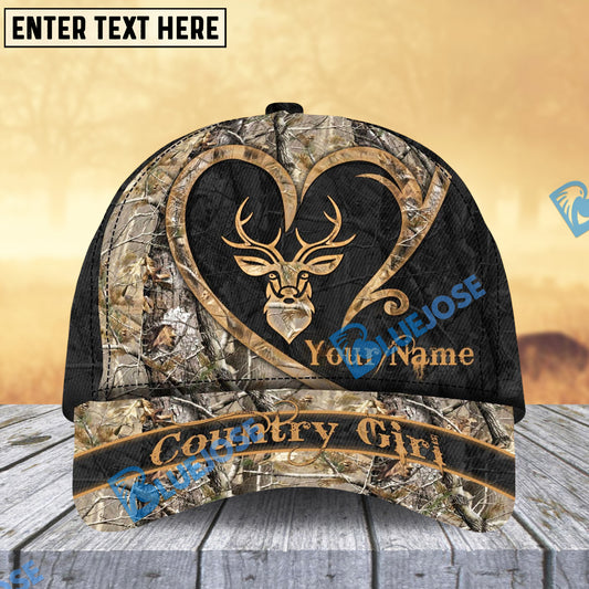 BlueJose Country Girl Deer Heart Hunting Multicolor Pattern Personalized Cap