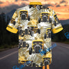 Bluejose Personalized Car Yellow Flame Hot Rod Tropical Floral Hawaiian Shirt
