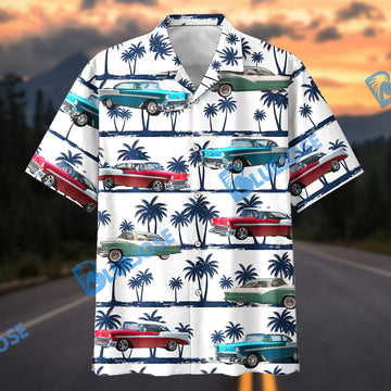 Bluejose Personalized Car 1950s Classic Car Palm Tree Hawaiian Shirt