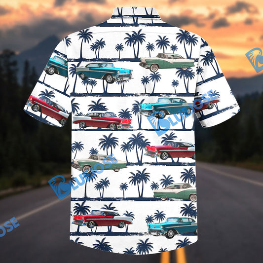 Bluejose Personalized Car 1950s Classic Car Palm Tree Hawaiian Shirt