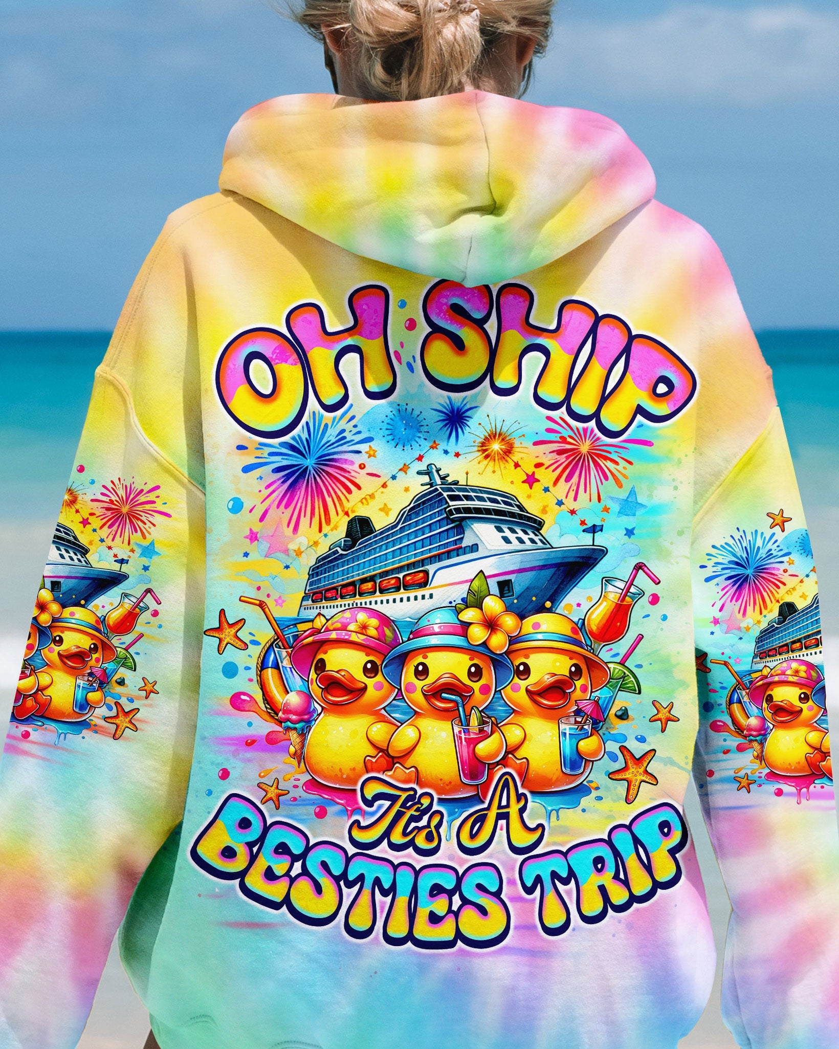 OH SHIP IT'S A BESTIES TRIP CRUISE DUCK ALL OVER PRINT - TLNO1706253