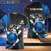 BlueJose Bowling Ball And Pins Crack Metalic Multicolor Personalized Name 3D Shirt