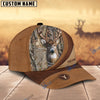 BlueJose Deer Hunting Brown Leather Pattern Personalized Name Cap (5 Colors)