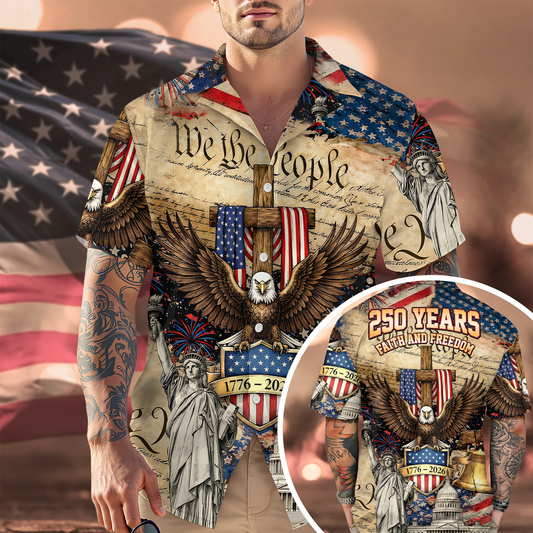 BlueJose We The People 250 Years Faith and Freedom Hawaiian Shirt