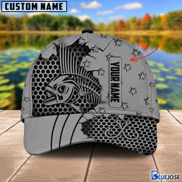 BlueJose Custom Name Fishbone Grey 3D Cap
