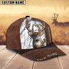 BlueJose Deer Hunting Leather Pattern Custom Name Cap