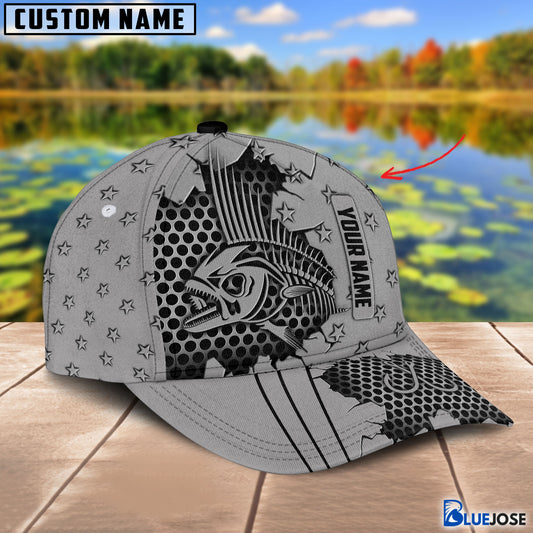BlueJose Custom Name Fishbone Grey 3D Cap