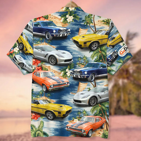 Custom Muscle Car Photo Hawaiian Shirt, Custom Up To 5 Photos, Gift For Car Lovers