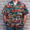 Custom Fire Engine Photo Hawaiian Shirt, Floral Pattern, Gift For Firefighter