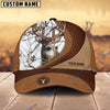 BlueJose Deer Hunting Brown Leather Pattern Personalized Name Cap (5 Colors)