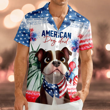 BlueJose Personalized American Dog Dad Hawaii Shirt