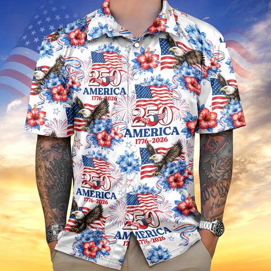 Bluejose 250 Years America 1776-2026 Patriotic Hawaii Shirt