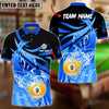 BlueJose Billiards 9 Ball Thunder Flame Strike Personalized Name, Team Name Unisex Shirt ( 4 Colors )