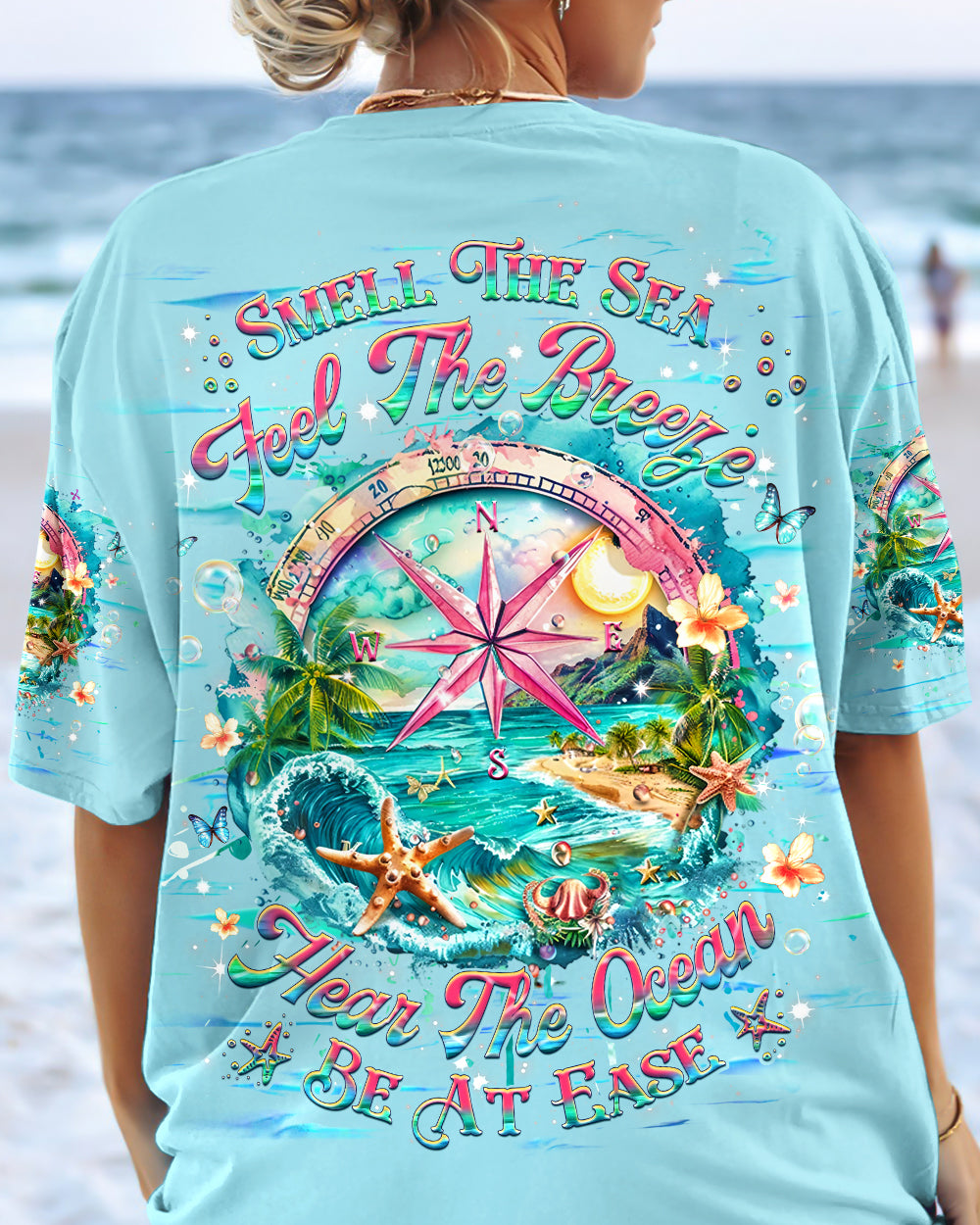 SMELL THE SEA FEEL THE BREEZE COMPASS ALL OVER PRINT - YHHG0904253