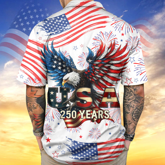 BlueJose Patriotic Bald Eagle USA 250 Years Hawaii Shirt