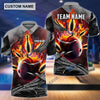 BlueJose Fire Gray Bowling and Pins Personalized Name Team Name 3D Shirt