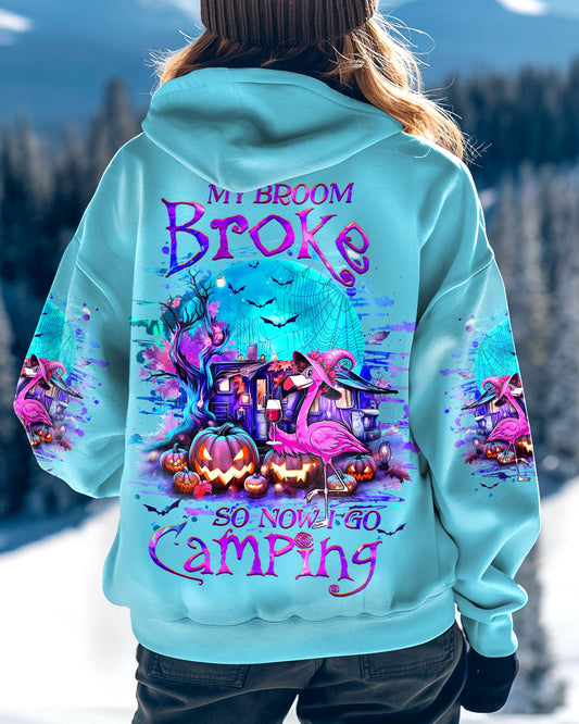 MY BROOM BROKE SO NOW FLAMINGO HALLOWEEN CAMPING ALL OVER PRINT - YHHG1109242