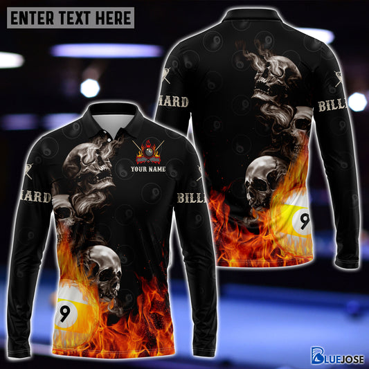 BlueJose Skull On Fire Billiard Personalized Unisex Shirt