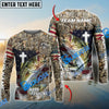 BlueJose Bass Fishing Cross Camo Custom Name & Team Name 3D Shirts