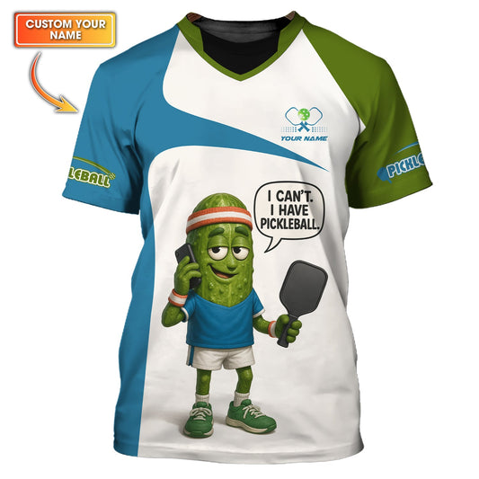 I Can’t I Have Pickleball Shirts, Custom Name Funny Pickleball Polos, Pickleball Shirt Gift for Men,