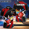 BlueJose Bowling And Pins Flaming Throw Customized Name 3D Shirt ( 6 Colors)