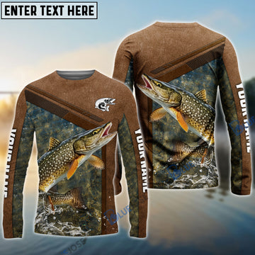 BlueJose Pike Fishing Leather Pattern Personalized Shirt