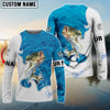 BlueJose Customize Name Bass Fishing Blue Water 3D Hoodie