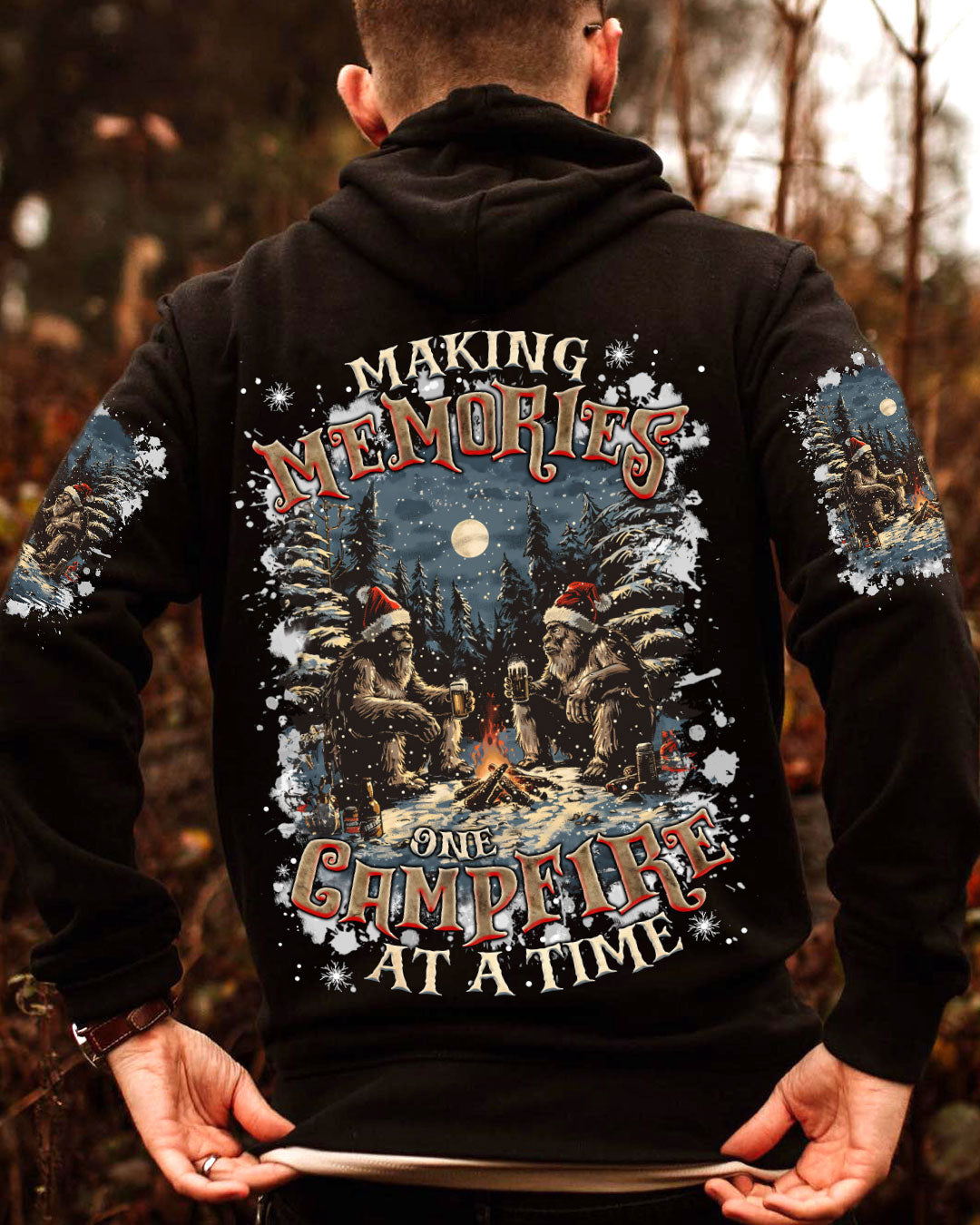MAKING MEMORIES ONE CAMPFIRE AT A TIME BIGFOOT CHRISTMAS ALL OVER PRINT - TLNZ0910244