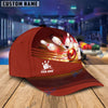 BlueJoses Red Bowling Ball Crashing into the Pins Personalized Name Cap
