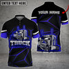 Bluejose Multicolor Truck Neon Light Pattern Personalized Name Polo Shirt For Truck Driver