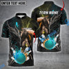 BlueJose Bowling And Pins Dragon And Wolf Multicolor Customized Name Shirt (4 Colors)