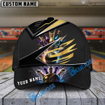 BlueJoses Bowling And Pins Premium Multicolor Personalized Name Cap