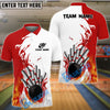 BlueJose Candlepin Bowling Basic Fire Flame Customized Name 3D Shirt (4 Colors)